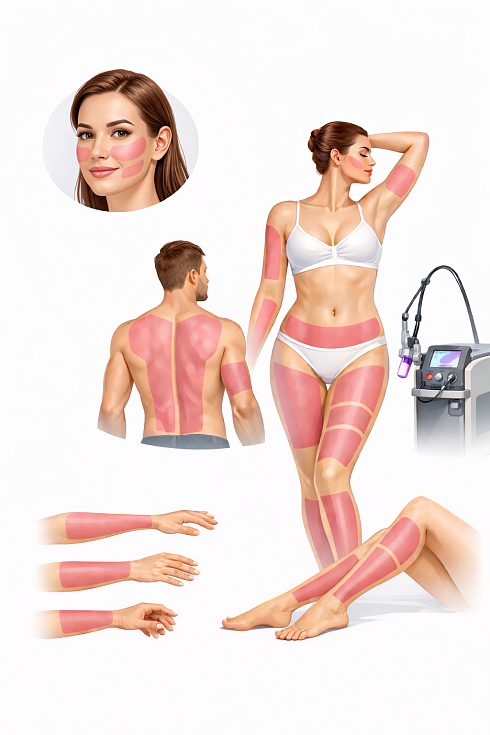 Зоны эпиляции на александритовом лазере